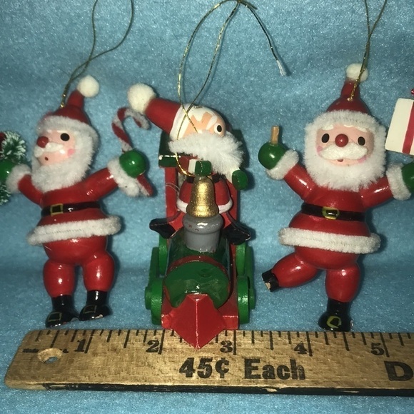 SANTA wood Christmas ornaments vintage 1985 Kurt & Alder Inc company set of 3 main image 0